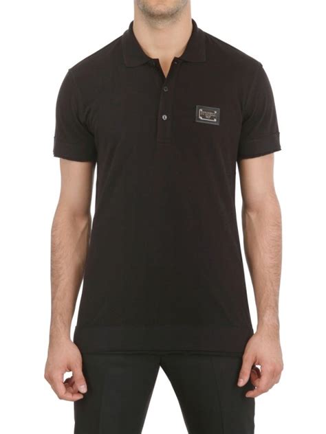 dolce gabbana black plaque polo shirt|dolce and gabbana polo men's.